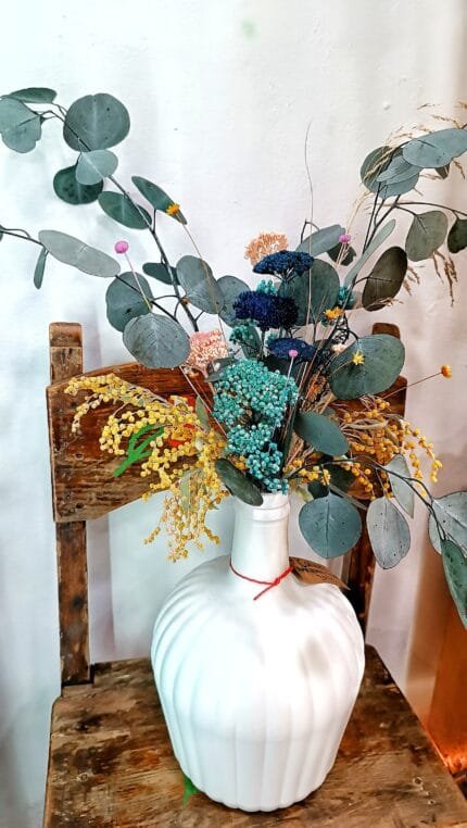 Jarrón Dama Juana con Flores Preservadas