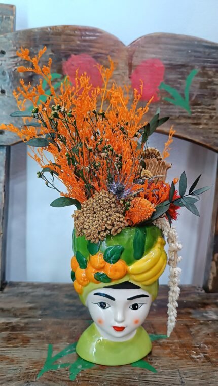 Cabeza con Flores Preservadas