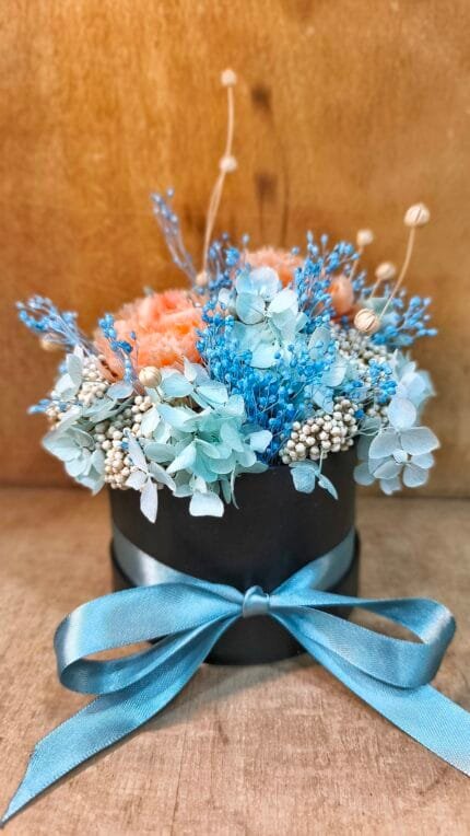 Mini Sombrerera Flores Azules