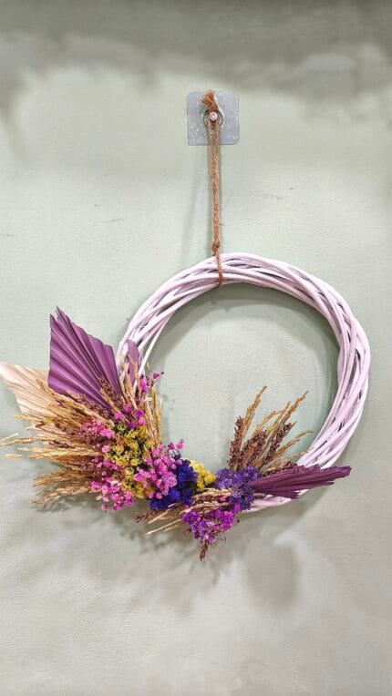 Corona Natural Blanco Flores Preservadas