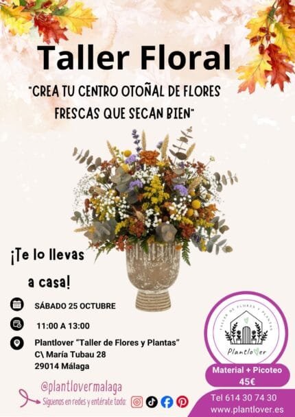 Taller Centro Otoñal de Flores que Secan Bien