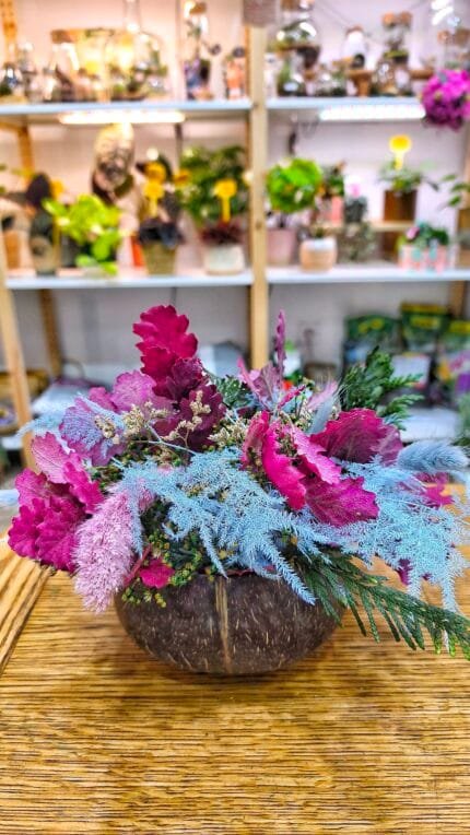 Centro Mesa Flores Preservadas en Coco