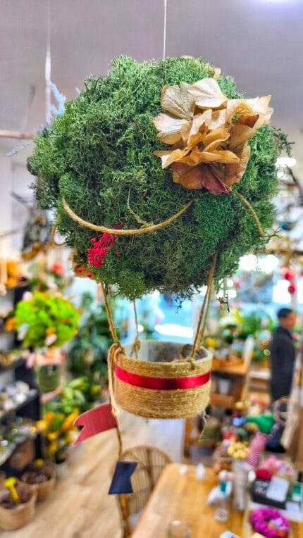 Globo Flores Preservadas Verde Oscuro