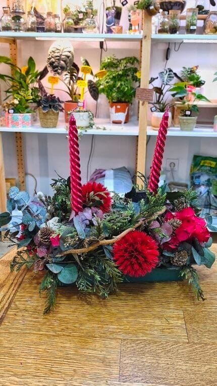 Centro Flor Preservada con Velas